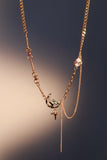 18K Real Gold Plated Blue Gem Moon Star Necklace