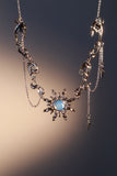 Palladium White Gold Plated Frostfire Sun Necklace