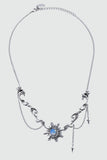 Palladium White Gold Plated Frostfire Sun Necklace