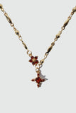 18K Real Gold Plated Ruby Starlight Bloom Cross Necklace