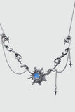 Palladium White Gold Plated Frostfire Sun Necklace