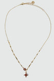 18K Real Gold Plated Ruby Starlight Bloom Cross Necklace