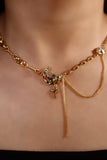 18K Real Gold Plated Blue Gem Moon Star Necklace