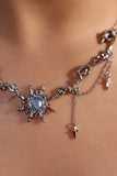 Palladium White Gold Plated Frostfire Sun Necklace