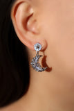 Blue Resin Moon Earrings