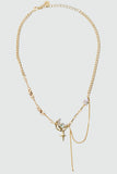 18K Real Gold Plated Blue Gem Moon Star Necklace