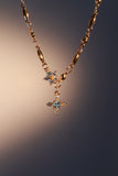 18K Real Gold Plated Topaz Starlight Cross Necklace