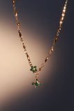 18K Real Gold Plated Emerald Starlight Cross Necklace