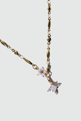 18K Real Gold Plated Opal Starlight Cross Necklace