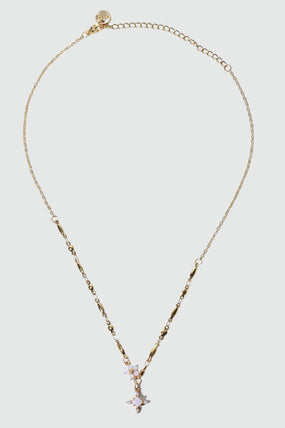 18K Real Gold Plated Opal Starlight Cross Necklace