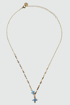 18K Real Gold Plated Aquamarine Starlight Cross Necklace