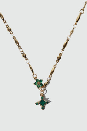 18K Real Gold Plated Emerald Starlight Cross Necklace