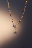 18K Real Gold Plated Aquamarine Starlight Cross Necklace