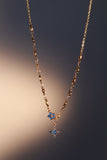 18K Real Gold Plated Aquamarine Starlight Cross Necklace