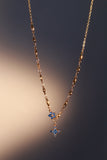 18K Real Gold Plated Aquamarine Starlight Cross Necklace