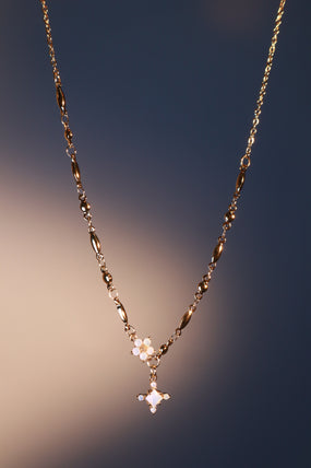 18K Real Gold Plated Opal Starlight Cross Necklace