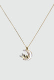 14K Real Gold Plated Diamond Moon Butterfly Necklace