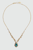 18K Real Gold Plated Blue Gem Droplet Lace Necklace
