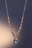 Palladium White Gold Plated Blue Gem Droplet Lace Necklace
