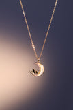 14K Real Gold Plated Diamond Moon Butterfly Necklace