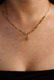 18K Real Gold Plated Topaz Starlight Cross Necklace
