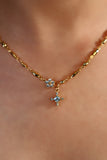 18K Real Gold Plated Topaz Starlight Cross Necklace