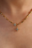 18K Real Gold Plated Topaz Starlight Cross Necklace