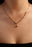 18K Real Gold Plated Aquamarine Starlight Cross Necklace