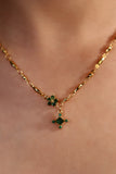 18K Real Gold Plated Emerald Starlight Cross Necklace