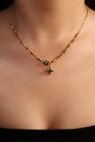 18K Real Gold Plated Emerald Starlight Cross Necklace