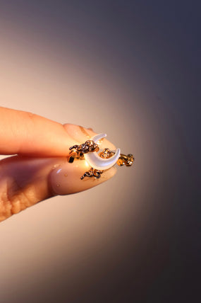 18K Real Gold Plated Natural Shell Moon Ring