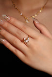 18K Real Gold Plated Natural Shell Moon Ring