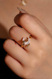 18K Real Gold Plated Natural Shell Moon Ring