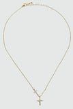 18K gold plated necklace with two zirconia crosses on a single dainty chain