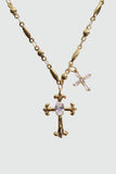 18K gold plated cross and star pendant necklace with cubic zirconia on a dainty chain