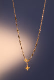 18K gold plated cross pendant necklace with a sunny yellow citrine zirconia gemstone