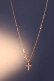 18K gold plated necklace with two zirconia crosses on a single dainty chain
