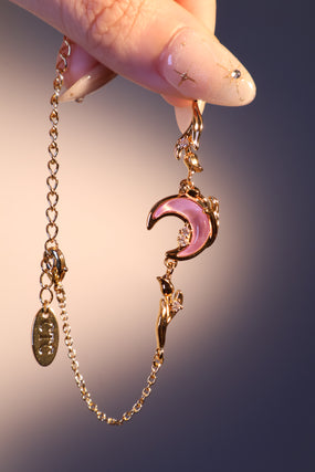 18K Real Gold Plated Moonstone Rose Moon Bracelet