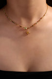 18K gold plated cross pendant necklace with a sunny yellow citrine zirconia gemstone