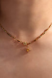 18K gold plated cross pendant necklace with a sunny yellow citrine zirconia gemstone