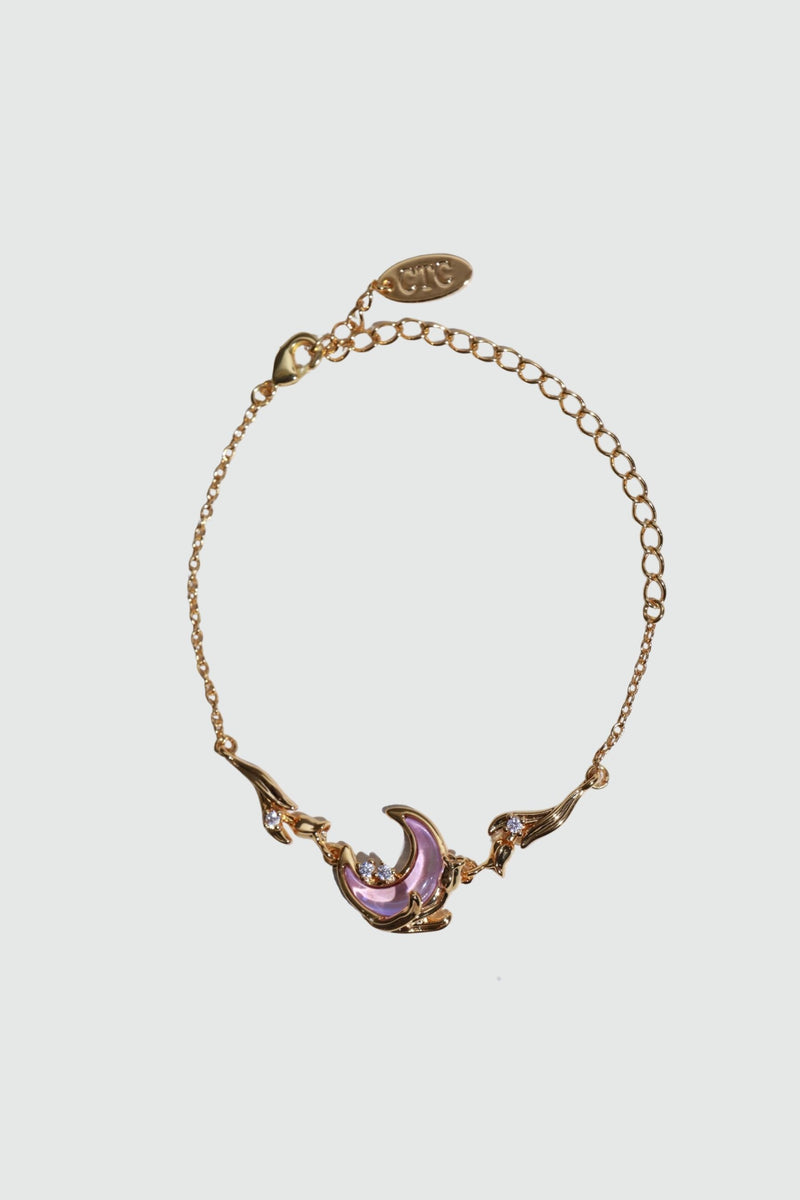 18K Real Gold Plated Moonstone Rose Moon Bracelet