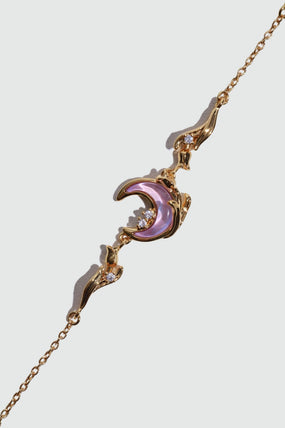 18K Real Gold Plated Moonstone Rose Moon Bracelet