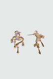 18K Real Gold Plated Crescent Star Snake Earrings
