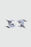 Palladium White Gold Plated Natural Shell Moon Earrings