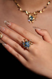 Juli Drop 3 | 18K vergoldeter Ring mit blauer Muschel
