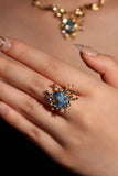 Juli Drop 3 | 18K vergoldeter Ring mit blauer Muschel