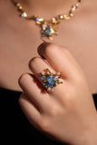 Juli Drop 3 | 18K vergoldeter Ring mit blauer Muschel