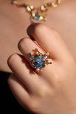 Juli Drop 3 | 18K vergoldeter Ring mit blauer Muschel