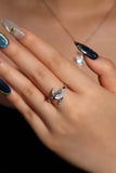 Palladium White Gold Plated Natural Shell Moon Ring