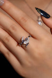Palladium White Gold Plated Natural Shell Moon Ring